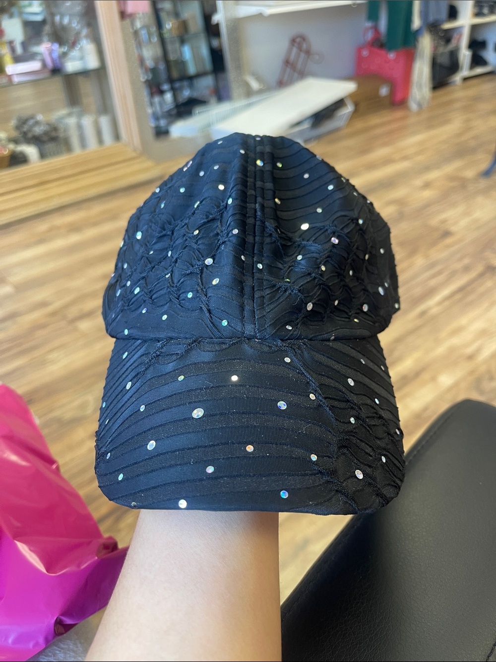 Black Sequin Embellished Women's Baseball Cap